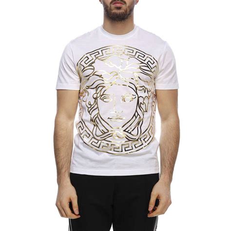 versace white t shirt with multicolored letters|versace t shirt men price.